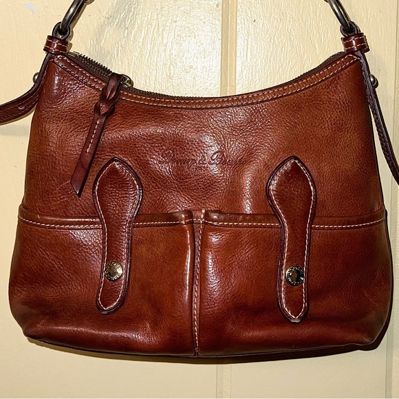 Dooney & Bourke Vintage Florentine Vacchetta Leather Shoulder Satchel Bag Brown - Picture 3 of 16